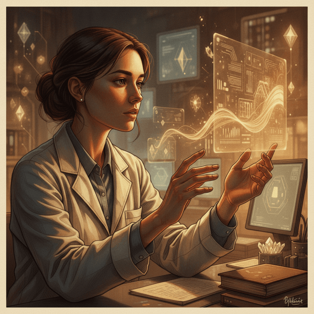 Cinematic hyperrealistic art: A thoughtful young scientist in a dimly lit, high-tech lab, perhaps with glowing circuit boards