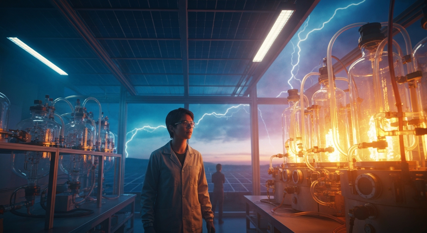 Cinematic hyperrealistic digital art: a lone bio-engineer, mid-shot, standing in a dimly lit, high-tech laboratory, a subtle